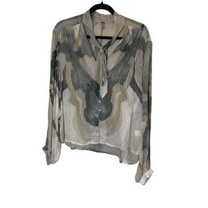 Blank London Moira Women's Sheer Lightweight Blouse with Front Tie Sz S